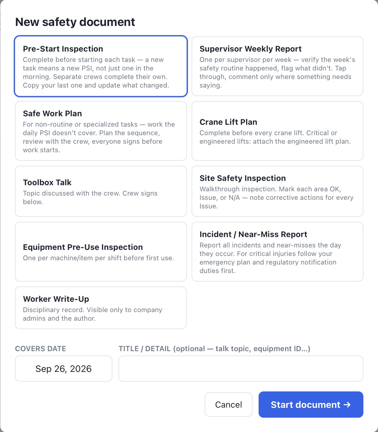 New safety document picker on an iPad